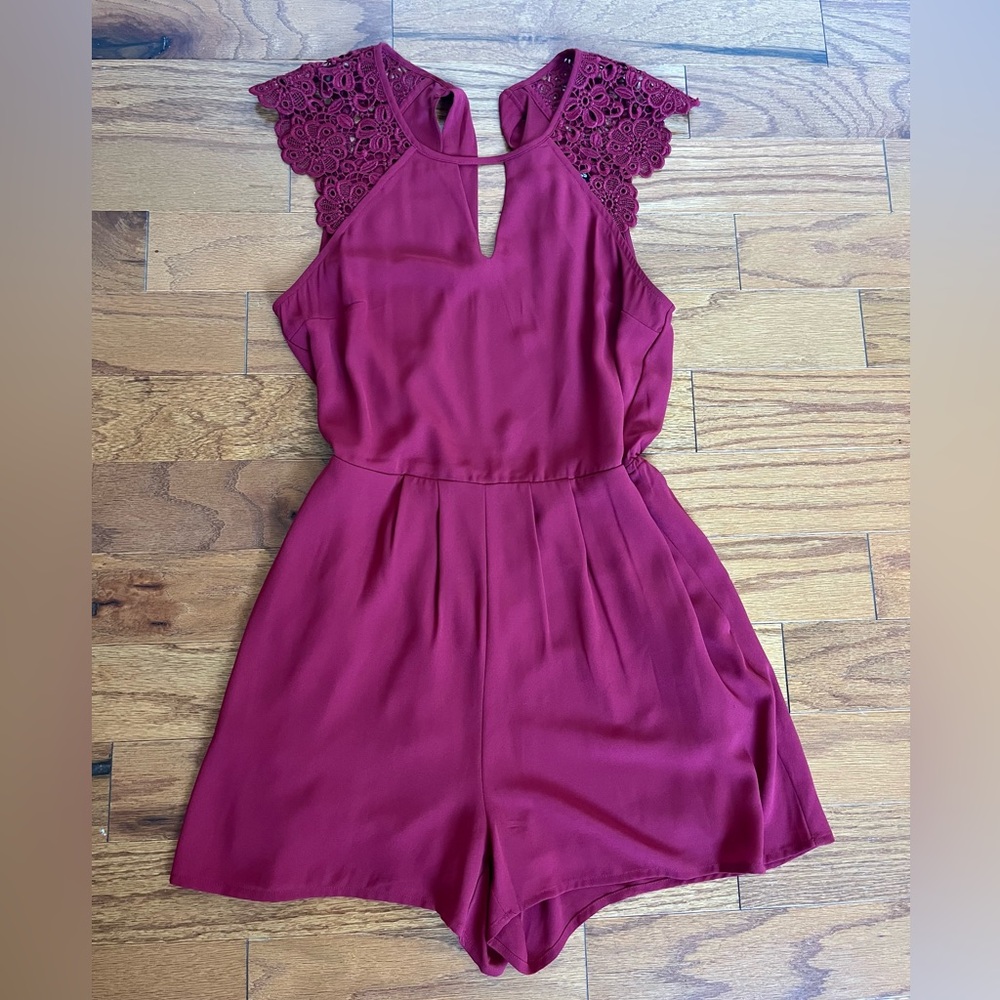 Express size 2 Maroon Red tie back romper